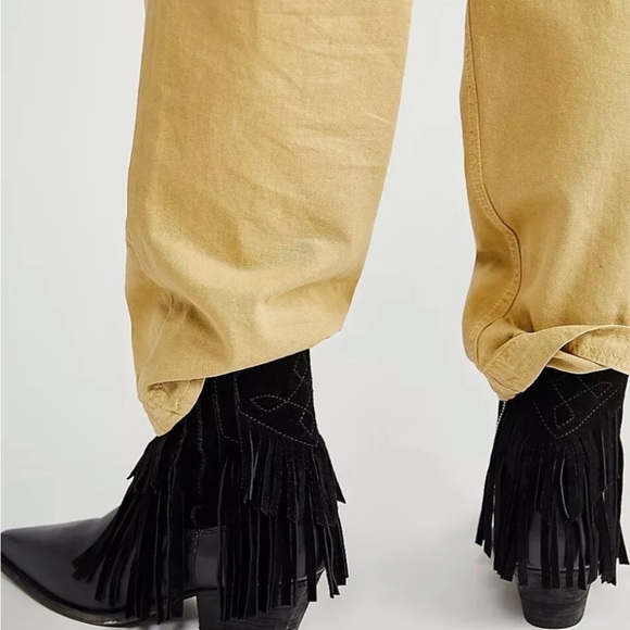 Free People Lawless Fringe Western Boot Black Leather & Suede Ankle Zipper - Picture 7 of 10